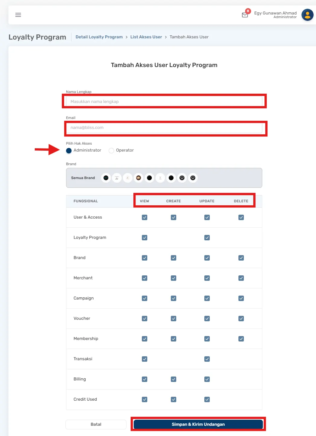 mengelola loyalty program Bliss